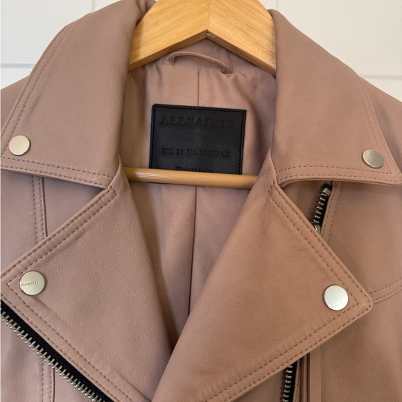 All Saints - Rift Leather Biker Jacket Size 10 - Picture 4 of 7